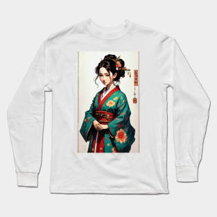 Young Geisha - Sakura Blossom Elegance Long Sleeve T-Shirt